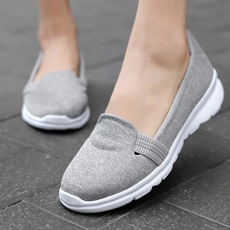 

2019 Spring Women Slip On Loafers Flats Ladies Casual Comfortable Flats Female Breathable Strech Cloth Shoes Flat Shoes Footwear