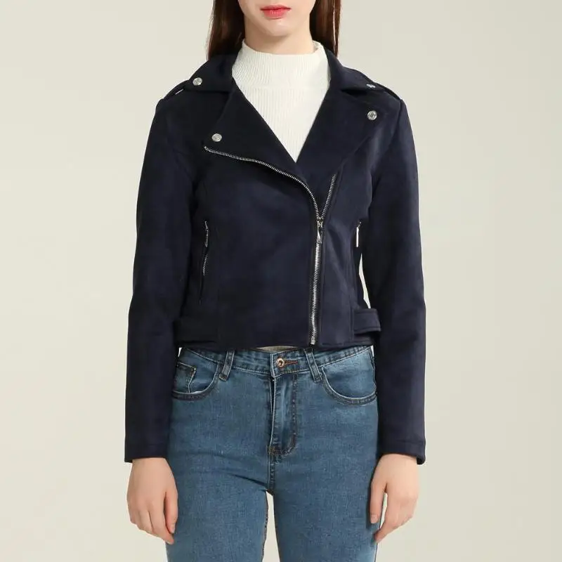 Fashion Faux PU Leather Jacket Women Slim Motorcycle