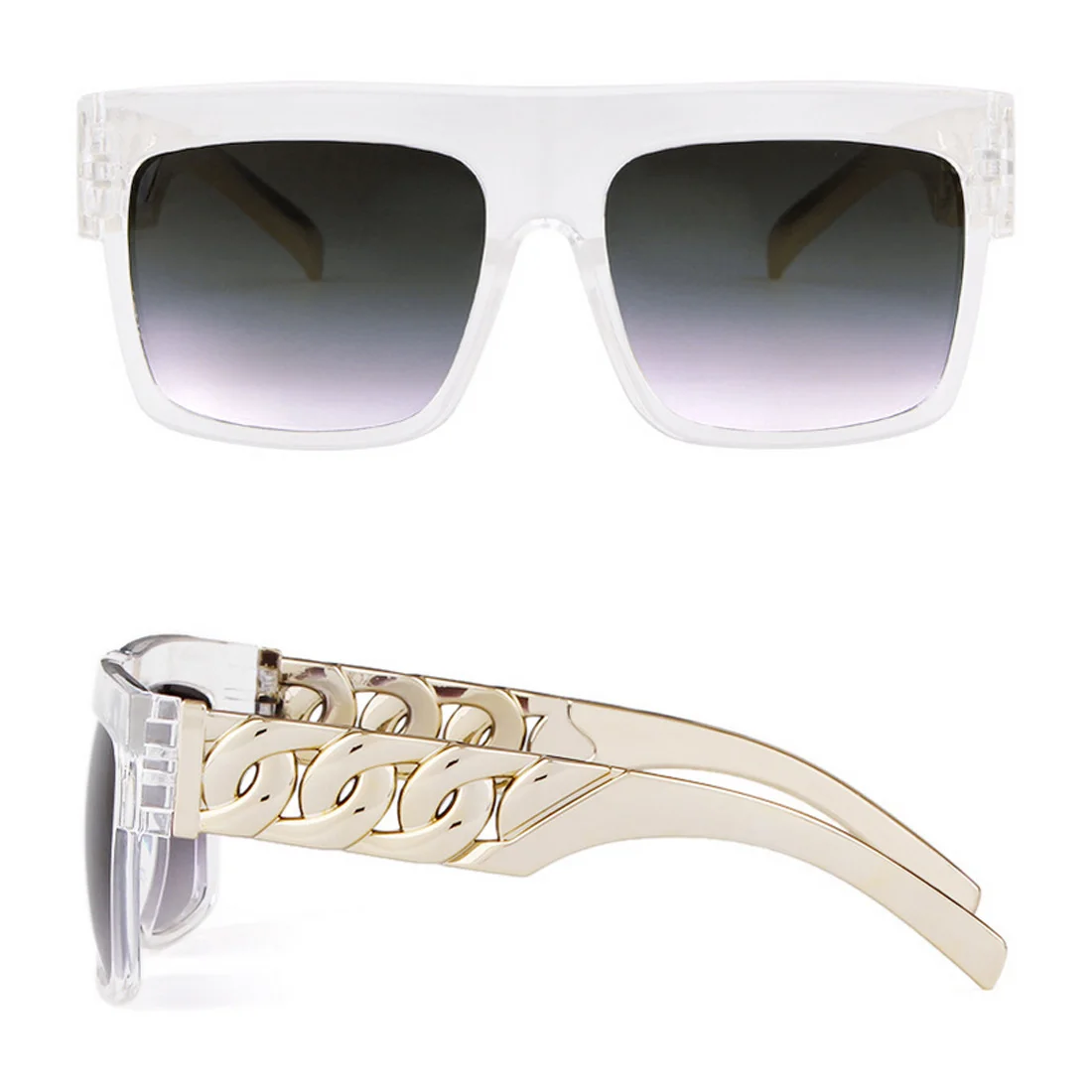 Fashion Inspired Gold Metal Chain Sunglasses Vintage Hip Hop Sun