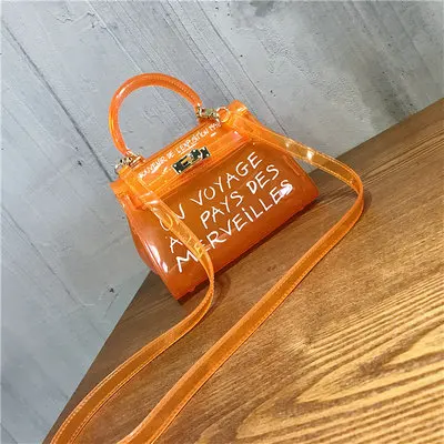 Новинка, матовая сумка из нубука, ПВХ, желе, с буквенным принтом, полупрозрачные сумки, летние пляжные сумки-мессенджеры, женские сумки через плечо, сумка-тоут - Цвет: orange
