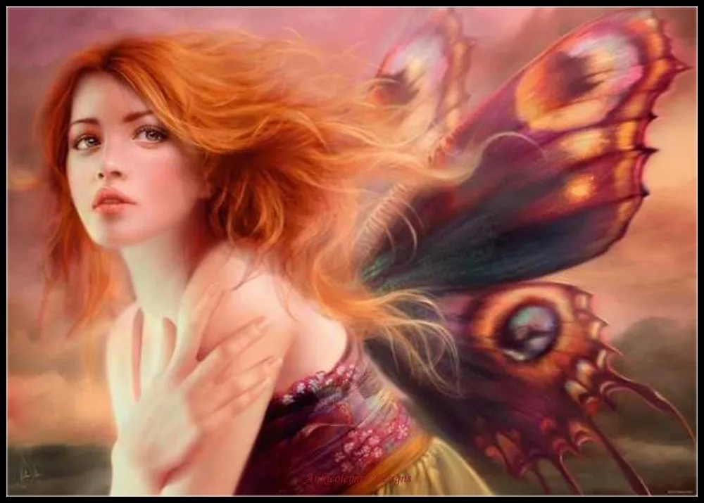 

Вышивка Счетный крест наборы для рукоделия 14 ct DMC цвет DIY искусство ручной работы Декор-крылья бабочки