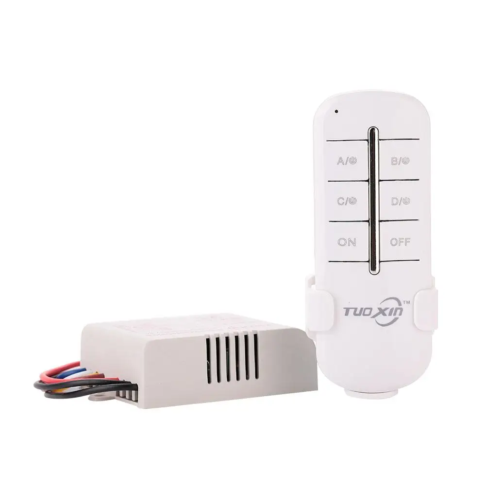 

110V 4 Channels Way Wireless Light Switch Splitter Box Durable Remote Control