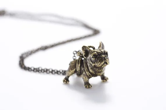 Hippie Pendant Puppy Vintage Boho Jewelry French Bulldog Necklace Women Hippie Pendant Puppy Vintage Boho Jewelry French Bulldog Necklace Women