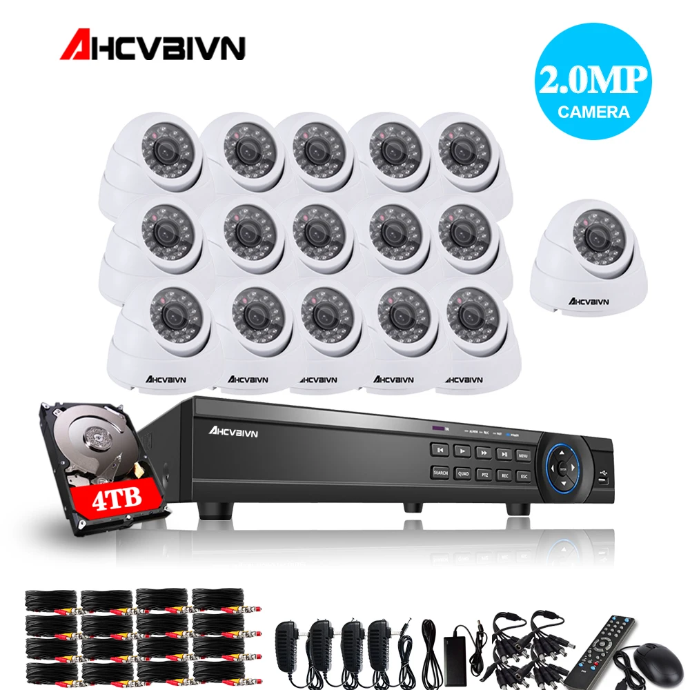 Купольная 16CH CCTV система 1080P DVR комплекты HDMI HD белый 3000TVL Крытый IR-CUT камера с AHD 1920*1080 2.0MP камера наблюдения комплект