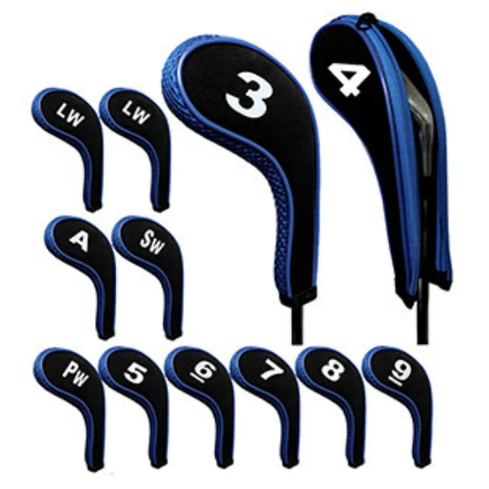 

High Quality 12 Pcs Golf Club Head Iron Covers Zippered Neoprene Protective Portable Durable Tool NCM99