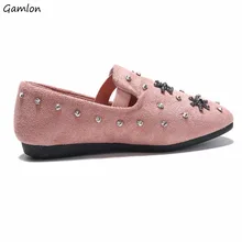 Gamlon 2017 Новое Прибытие Принцесса Shoes с Алмазными Плоские Doug Shoes Soft Leather Shoes for Girls