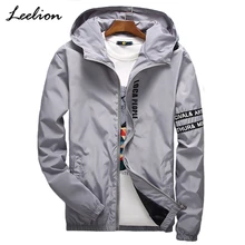 LeeLion Весенняя мужская куртка с буквенным принтом, модное приталенное пальто с капюшоном, Мужская ветровка в стиле хип-хоп, уличная одежда, повседневная одежда