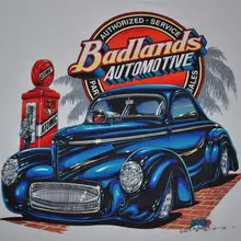 2019 Venta caliente Super moda camisetas de calidad superior cuello redondo badland automotriz 1941 Willys Gasser Coupe Drag Vintage Casual T camisa