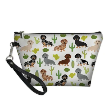 

NOISYDESIGNS Dachshund Dog Cactus Portable Make up Women Girls Cosmetic Bag Toiletry Travel Kit Storage Pouch Beauty Case Vanity