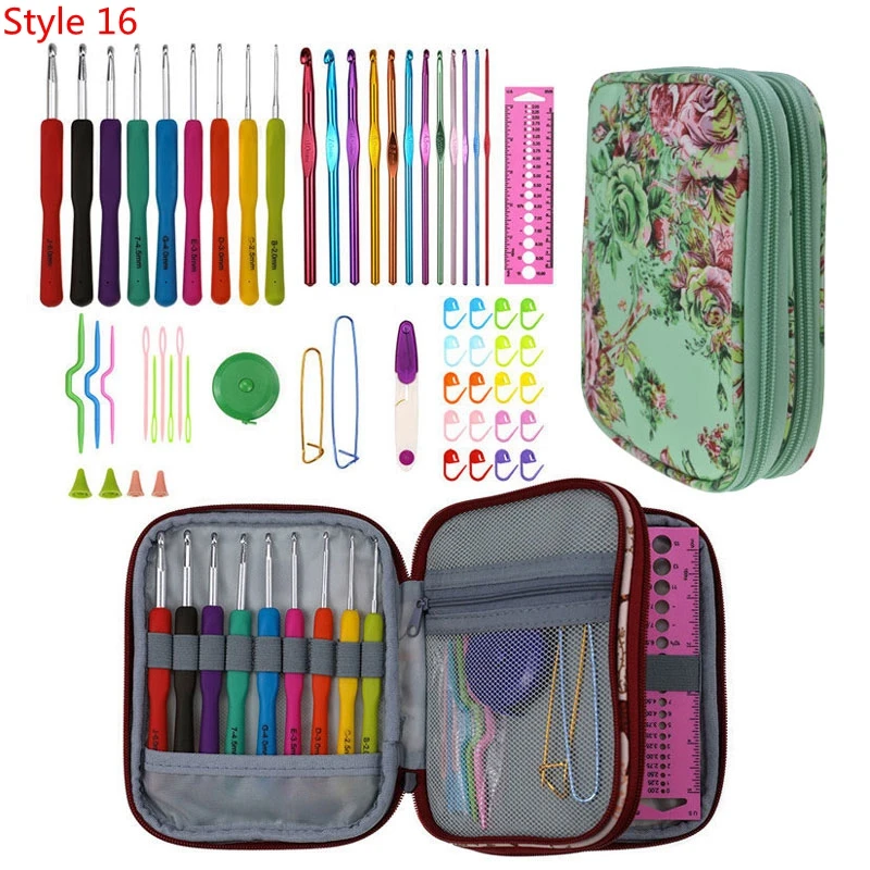 35 Styles Set Crochet Hook Set With Yarn Knitting Needles Sewing Tools Set Knit Gauge Scissors Stitch Holder Hook For Knitting