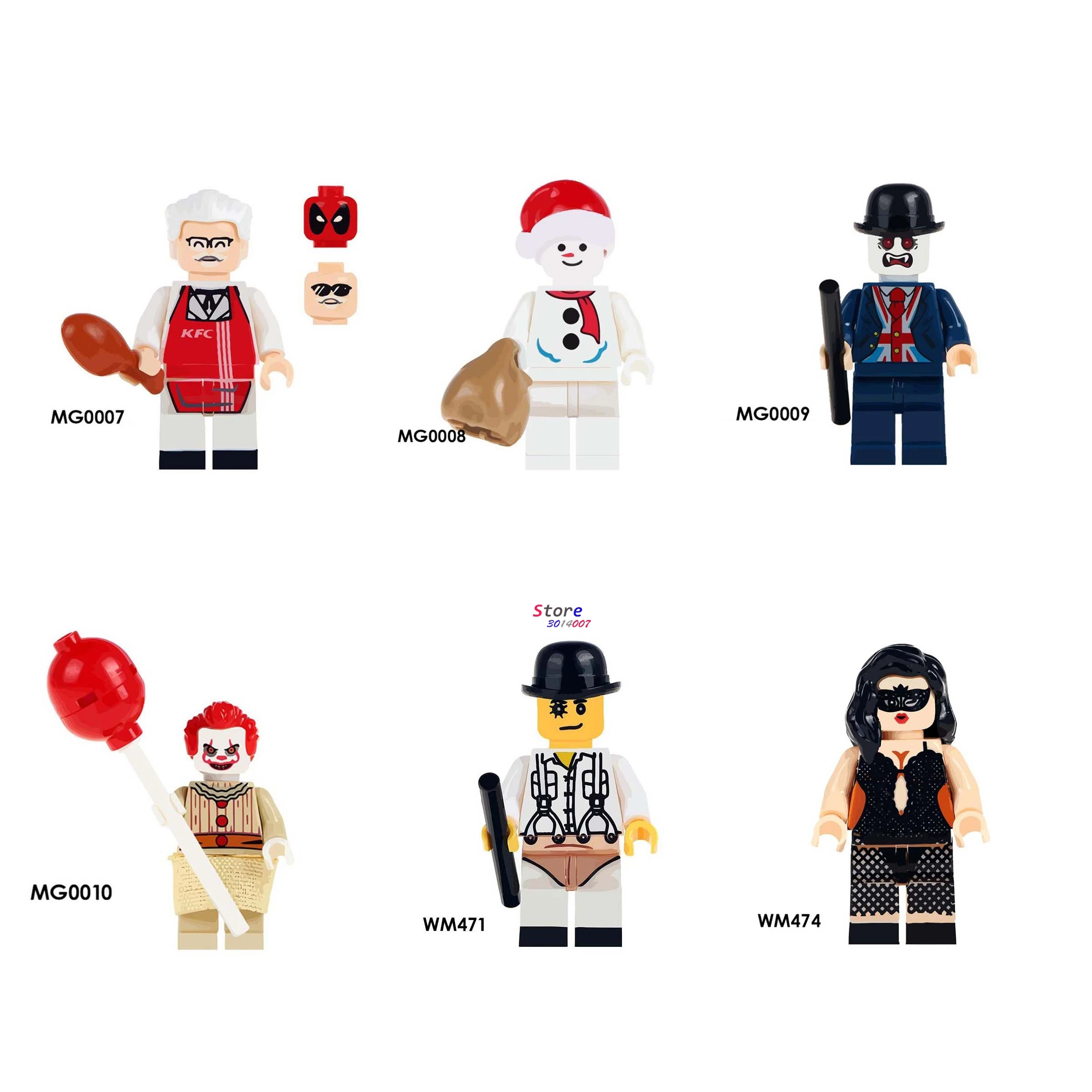 

Single Mr. Kentucky Figures Pennywise Redux Vampire Horror Theme Movie Clockwork Orange Stripper building block toy for children