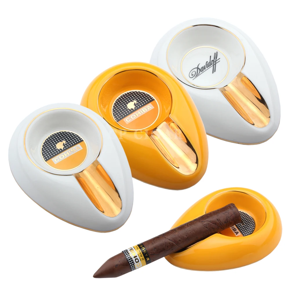 Cigar Ashtrays Portable Water Drop Shaped Ceramic Ashtray Cohiba