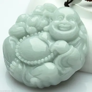 

100% Natural Grade A Jade Pendant Lucky Aqua Jadeite Buddha Pendant Certified