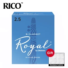 Rico royal bb clarinete juncos, força #1.0 #1.5 #2.0 #2.5 #3.0, 10 pacote caixa azul de 10 com presente