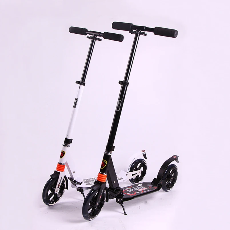 200mm Big PU Wheel Foldable Adult Urban Scooters Double Damping 2 Wheels Aluminum Foot Scooter