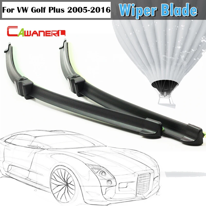 Cawanerl For VW Volkswagen Golf Plus 2005 2016 2Pcs Car Soft Rubber Windscreen Wiper Blade Braketless