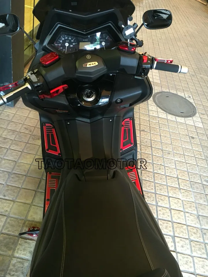 WARFEL Moto Décoration Pour Y&amaha TMAX 530 DX SX 2017-2021 TMAX560 Tech Max 2019-2021 Moto CNC Avant Arrière Repose-Pieds Repose-Pieds Tapis Tapis Pied De Lit (Color : Titanium