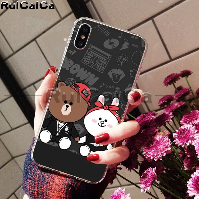 A2 RuiCaiCa Line Friends коричневый Медведь Мягкий ТПУ чехол для телефона для Apple iPhone 8 7 6 6S Plus X XS MAX 5 5S SE XR мобильных телефонов - Цвет: A2