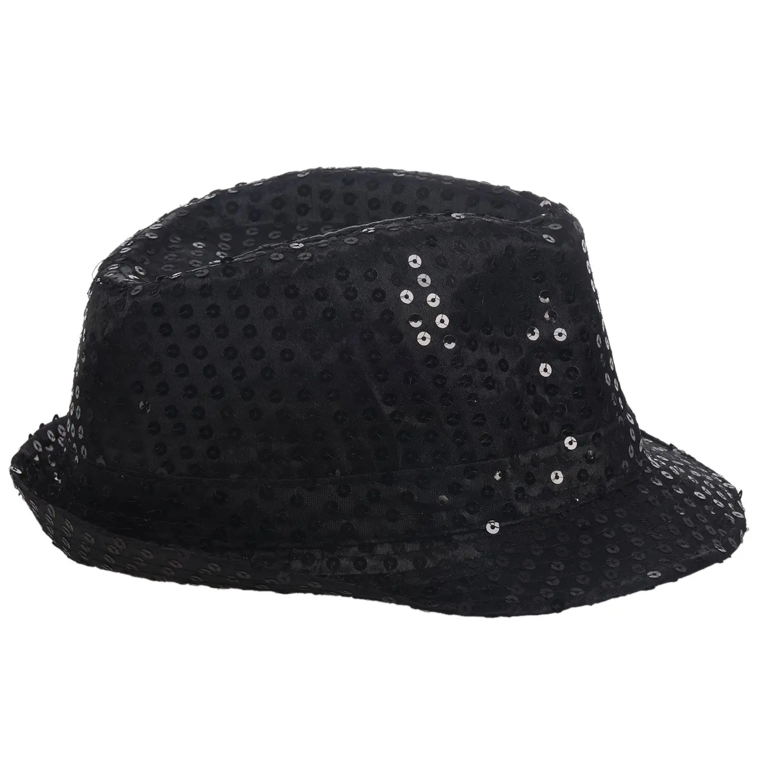 Блестящая шляпа Трилби топ шляпа нарядное платье Вечерние девичник ночной танец театральные шоу, черный
