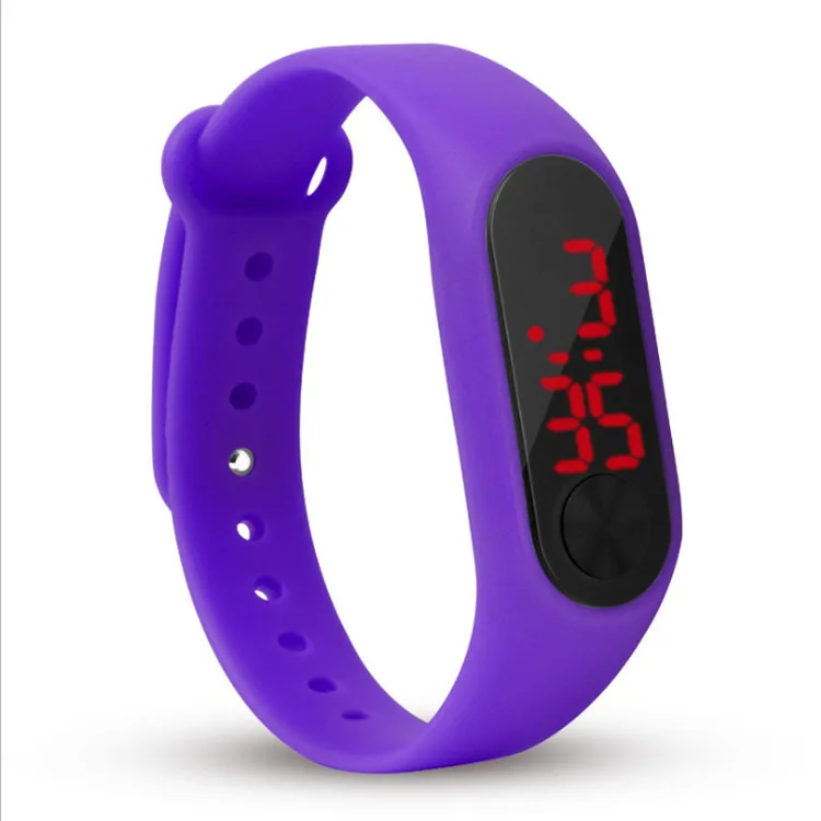 Светодиодный Электронный спортивный силиконовый наручные часы, модные мужские и женские часы, мужские и женские повседневные часы с браслетом, детские часы, цифровые детские часы - Цвет: purple