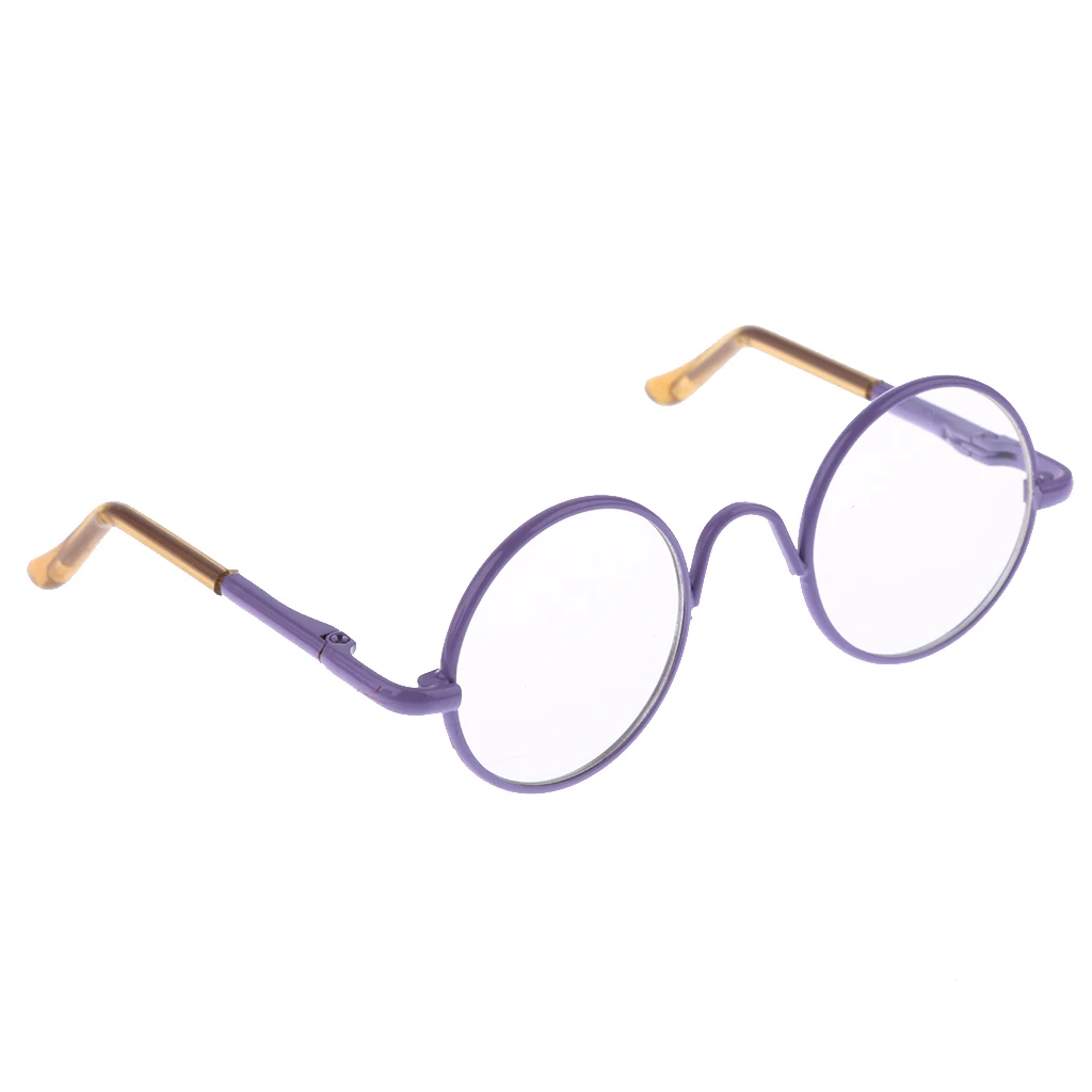 12'' Dolls 1/6 Pair Round Frame Clear Lens Glasses Eye wear For Blythe Doll Round Frame Eye Glasses Accessories Fashion