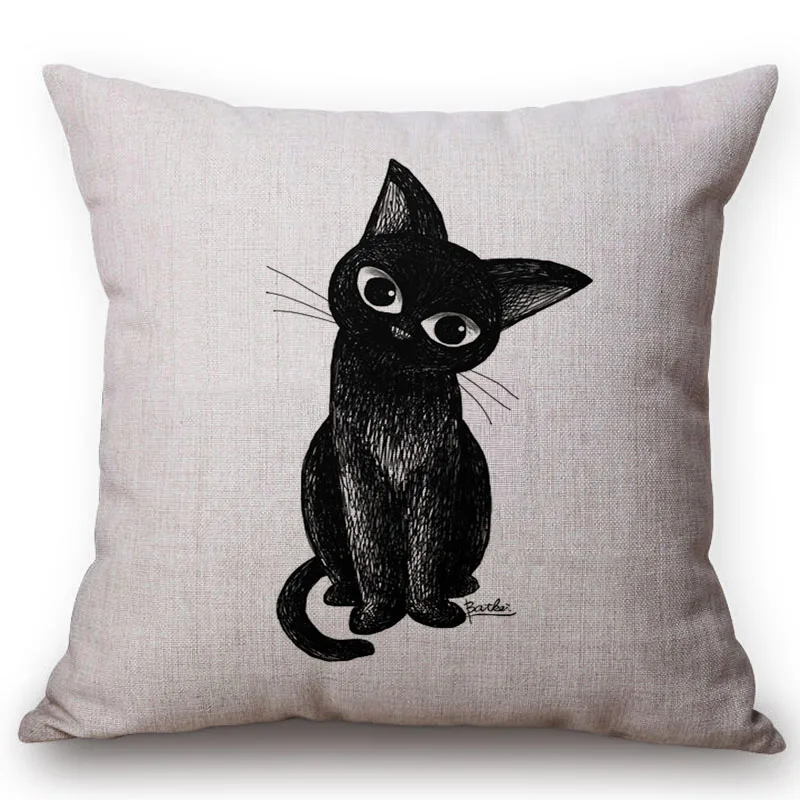 لطيف القطة السوداء الزخرفية وسادة تغطي القطن الكتان رمي غطاء وسادة 45x45 سنتيمتر مربع وسادة القضية الرئيسية مكتب سيارة صوفا ديكور لطيف القطة السوداء الزخرفية وسادة تغطي القطن الكتان رمي غطاء وسادة 45x45 سنتيمتر مربع وسادة القضية الرئيسية مكتب سيارة صوفا ديكور