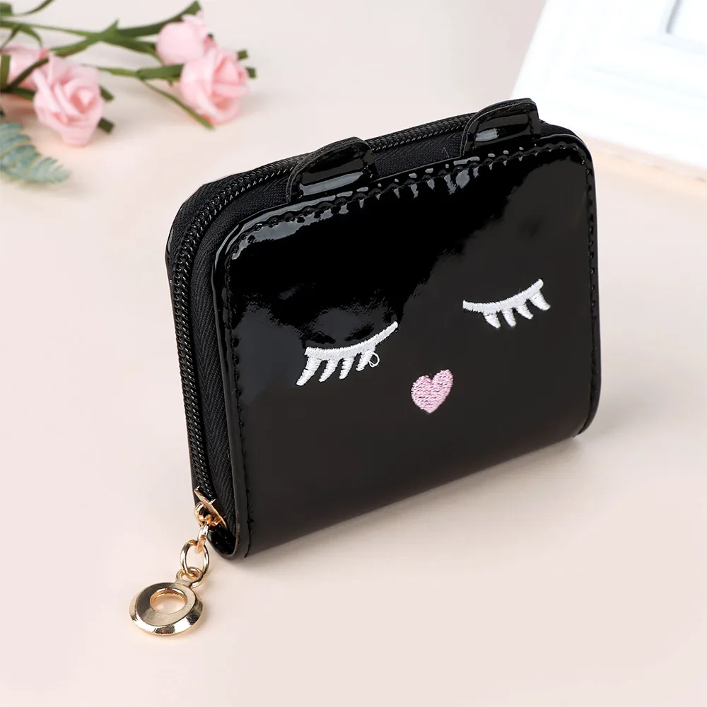 

Cartoon Cat Printing Design PU Leather Card Holder Wallet Mini Laser Colorful Pocket Card Holder Female Coin Purses