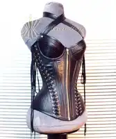 黒高級トップグレイン 100% 本革コルセットストラップと Lacings ウエスト痩身コルセット