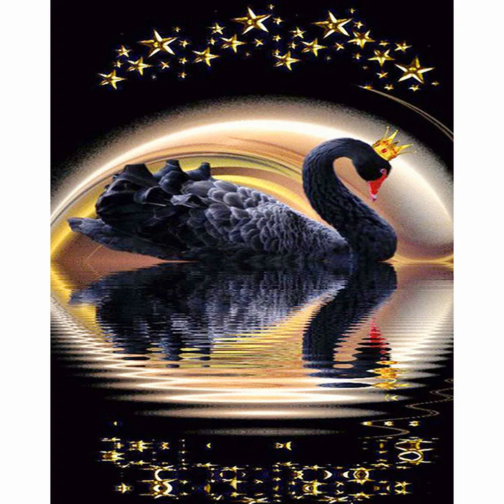 

3d Diamond Embroidery Animals 5d Diamond Painting Black swan Full round/square rhinestone mosaic Cross Stitch Sticker Home Decor