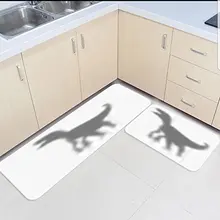 Коврики для кухни 2 шт. кухонные подстилки и коврики набор серый и белый Юрский динозавр теней печать домашние коврики