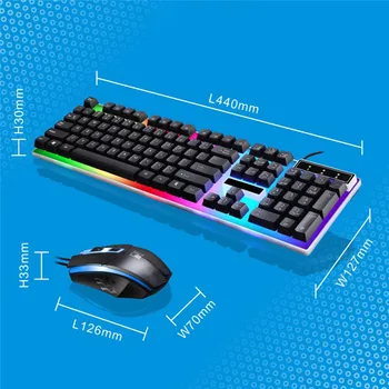

LED Rainbow Color Backlight Gaming Game USB Wired Keyboard Mouse Set #56
