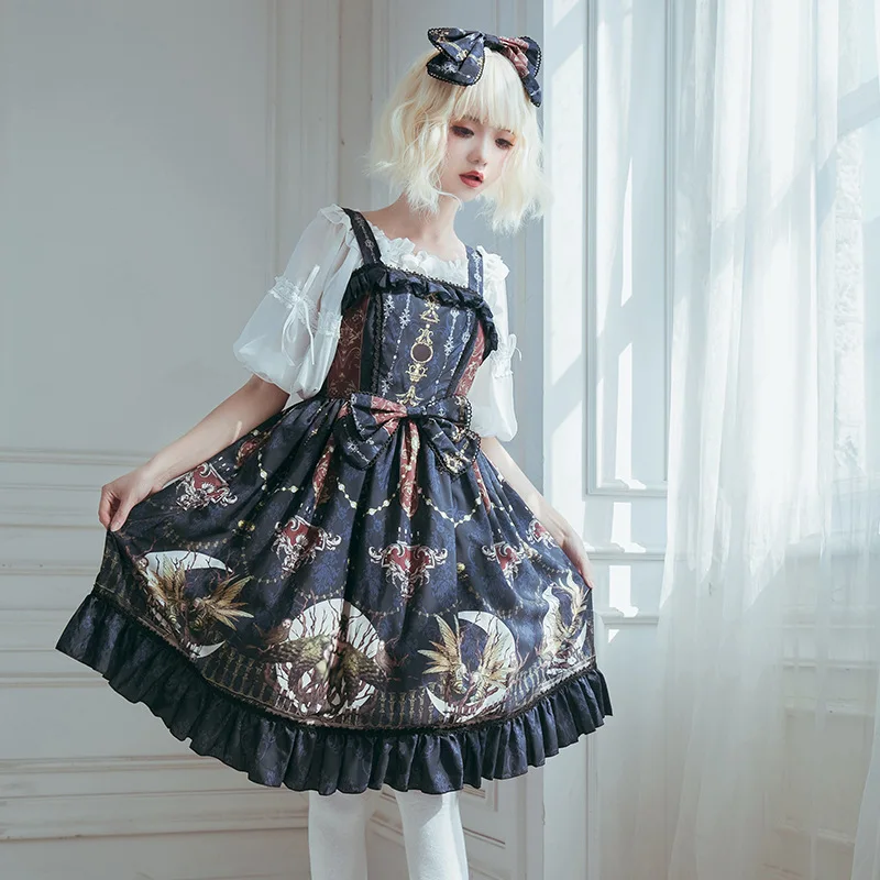 Готическое ретро платье Lolita Lunar Altar ~ винтажные вечерние платья миди с