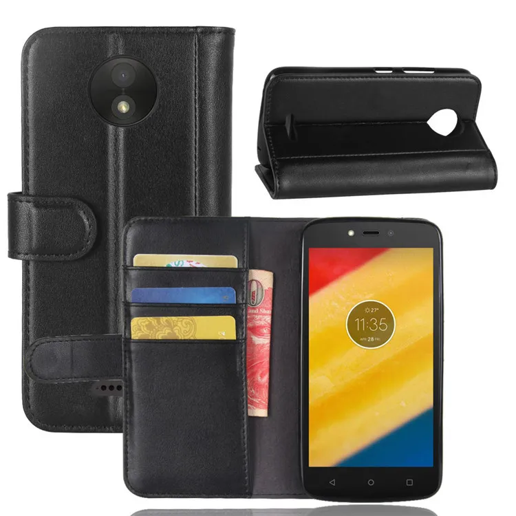 

Genuine Leather Wallet Case Capinha Coque For Moto C Plus XT1723 XT1724 Flip Stand Design Cover Book Style Phone Case