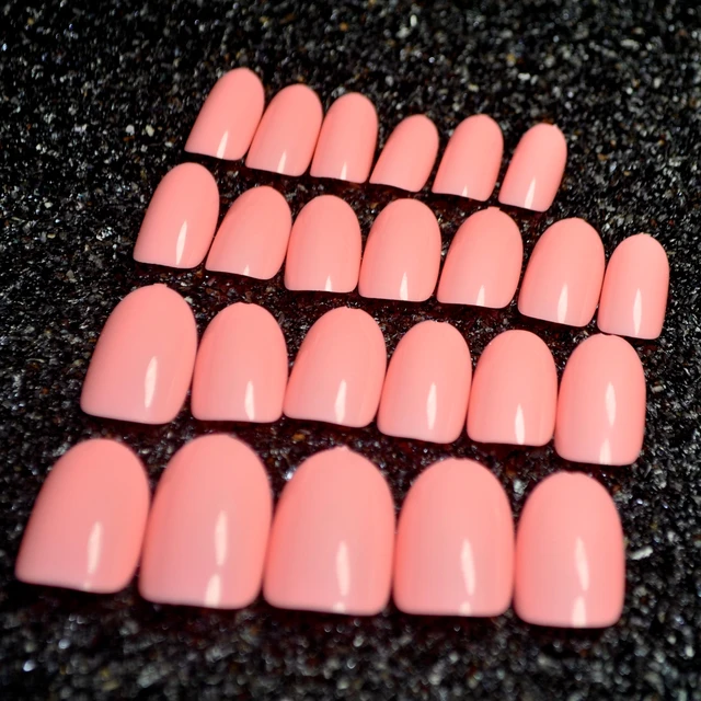 Brillare Falso Ovale Unghie Chiodo Di Colore Della Caramella Rosa
