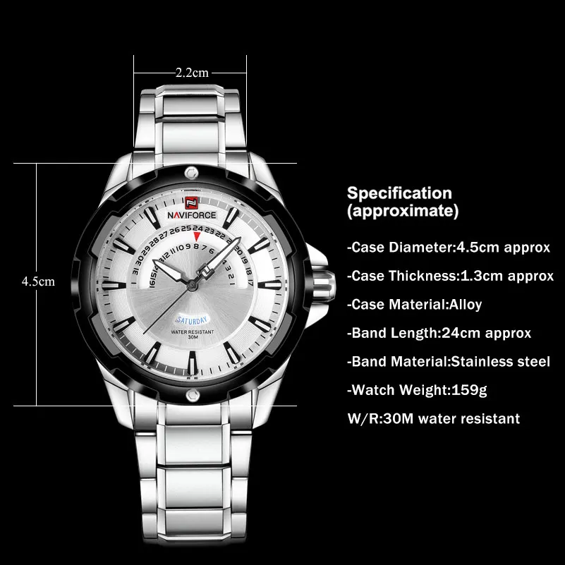 Новинка NAVIFORCE Топ бренд мужские часы модные стальные водонепроницаемые