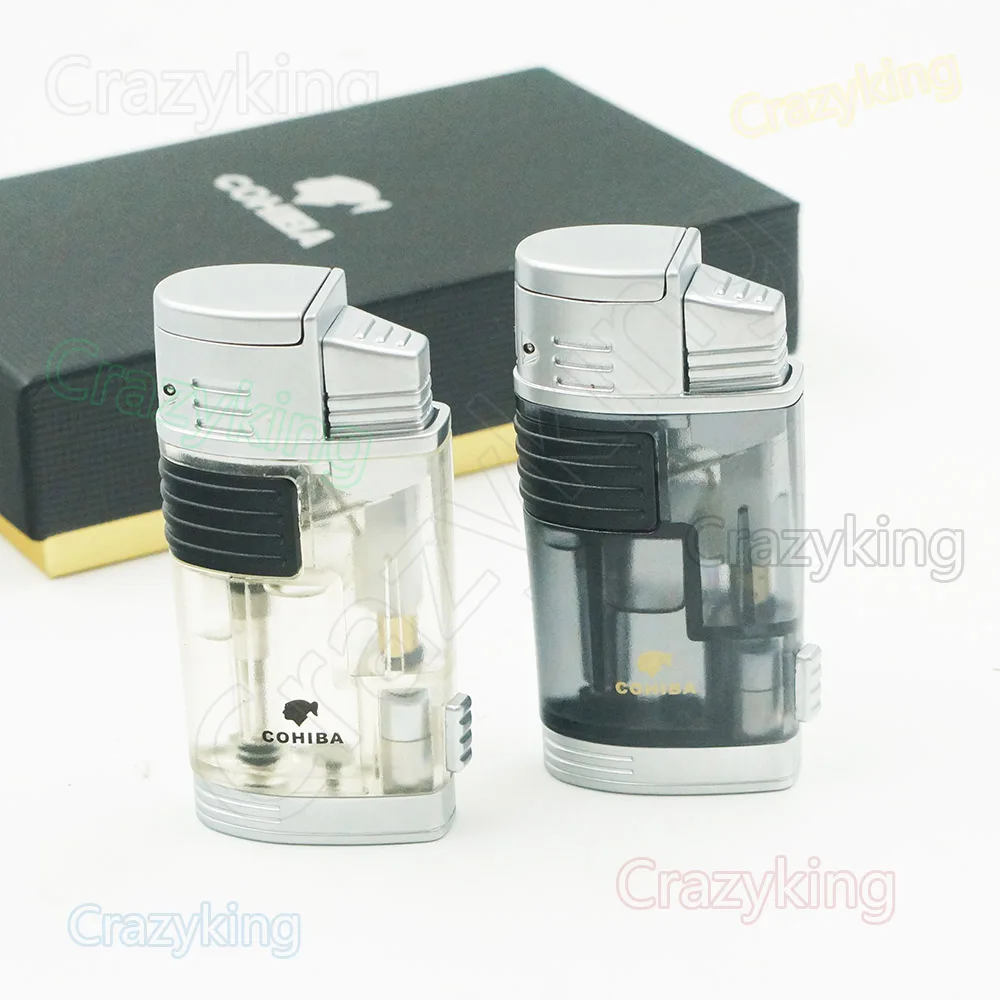 

Cohiba Fashion 2 Torch Jet Flame Cigar Lighter Punch Butane Gas Cigarette Windproof Lighters With Gift Box