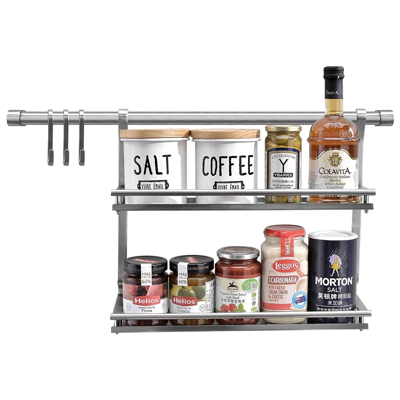  304 stainless steel kitchen racks seasoning racks double-layer cupboards hanging racks hanging rods - 32873049388