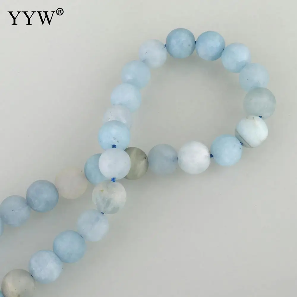 YYW натуральный камень Aquamarines бусины Круглые свободные 6 мм 8 10 12 для изготовления