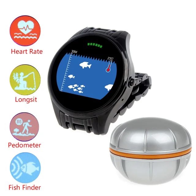 Best price at $180 Cheap Free Shipping!T1 Wireless Bluetooth Fish Finder Wrist Smart Watch Sonar Detector Water Depth Temperature Health Monitor