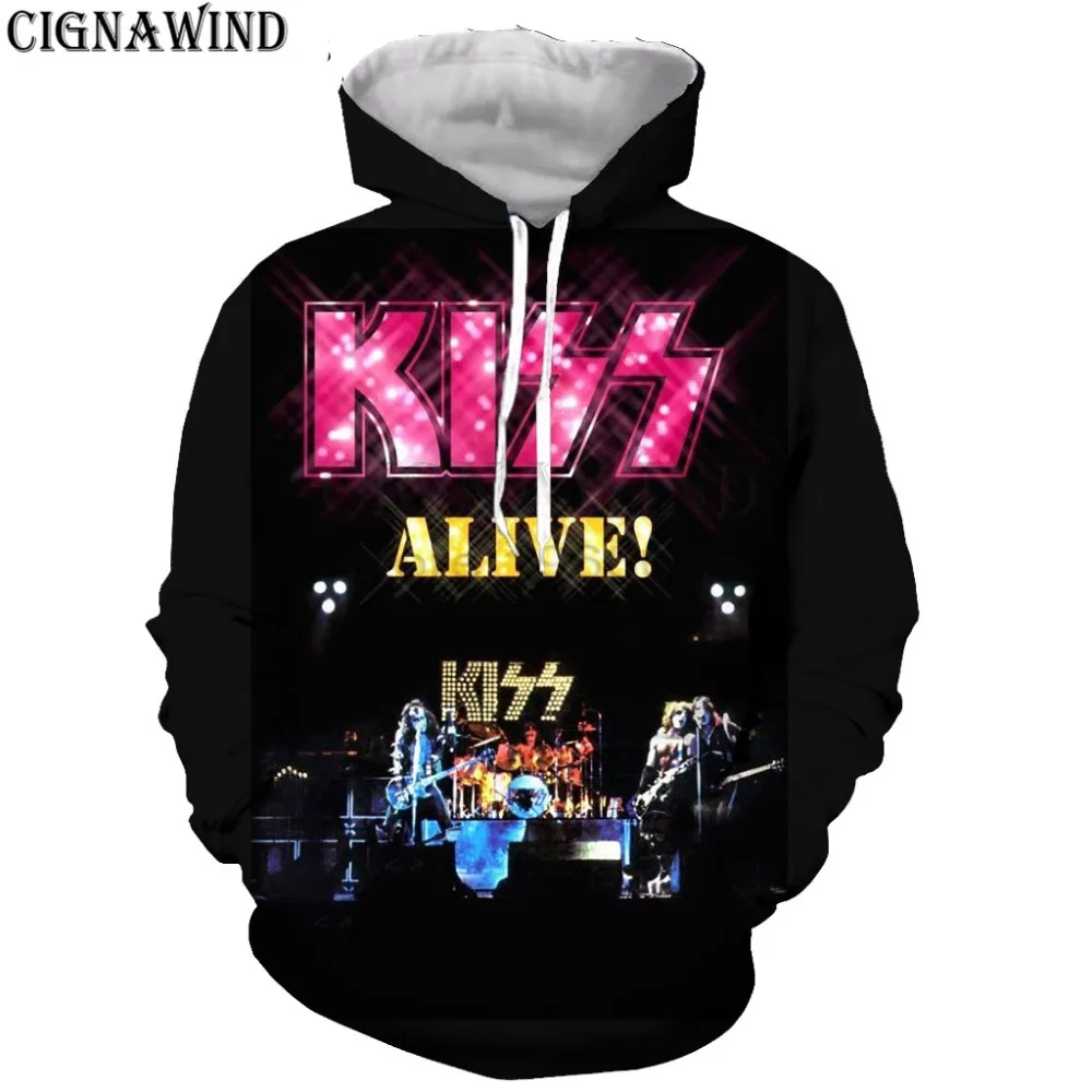 Толстовка с капюшоном в стиле хип-хоп рок kiss band толстовка 3D принтом Повседневная