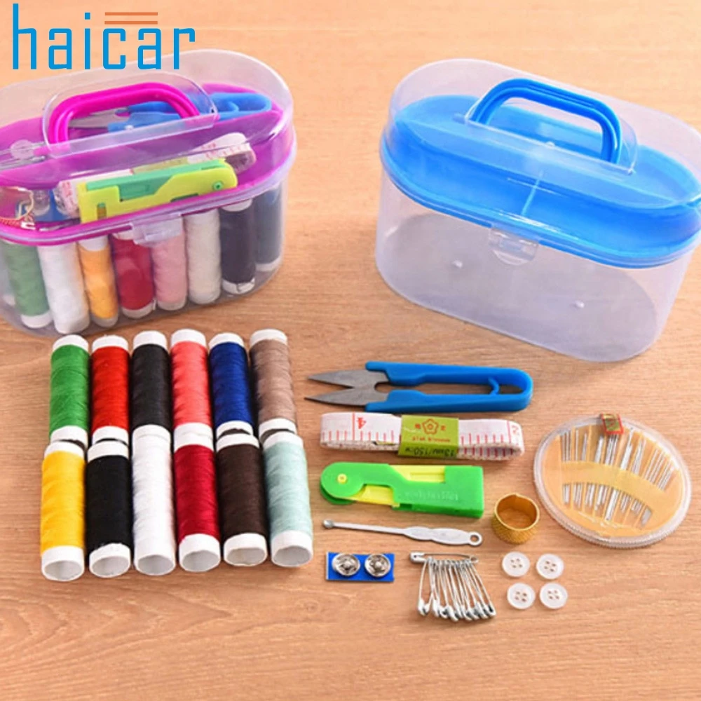 Home Travel Thread Threader Needle Tape Measure Scissor Storage Box