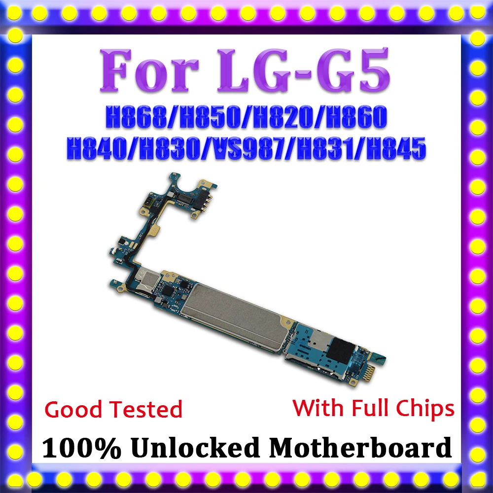 

100% Original Unlocked For LG G5 Motherboard H868 H850 H820 H860 H840 H830 VS987 H831 H845 Logic Board Mainboard With Full Chips