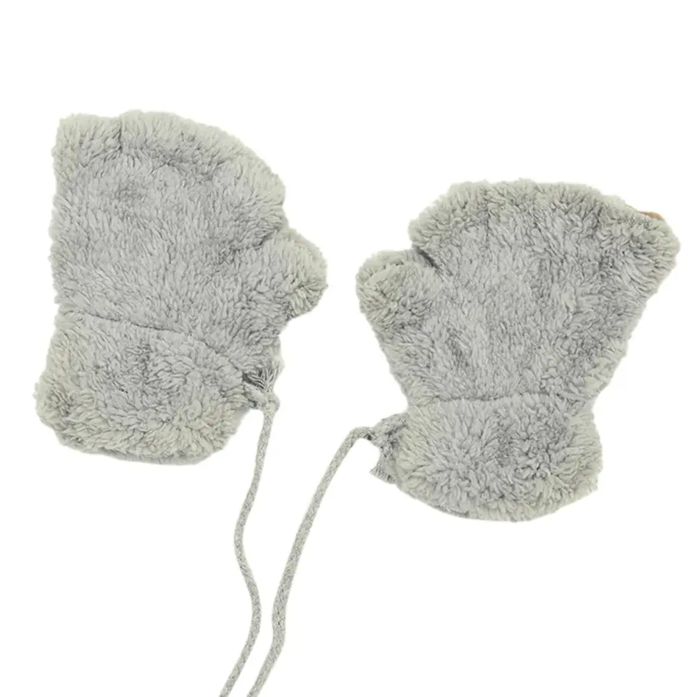 DSstyles серия для родителей и ребенка осень-зима Медведи Висячие шеи пух толстые теплые перчатки с половинными пальцами