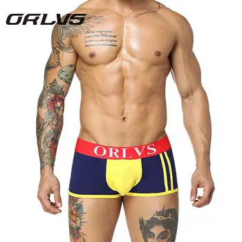 

ORLVS Brand Men's Boxers Shorts Cotton & Spandex Men Underwear Sexy gay Panties Male Underpants Pouch