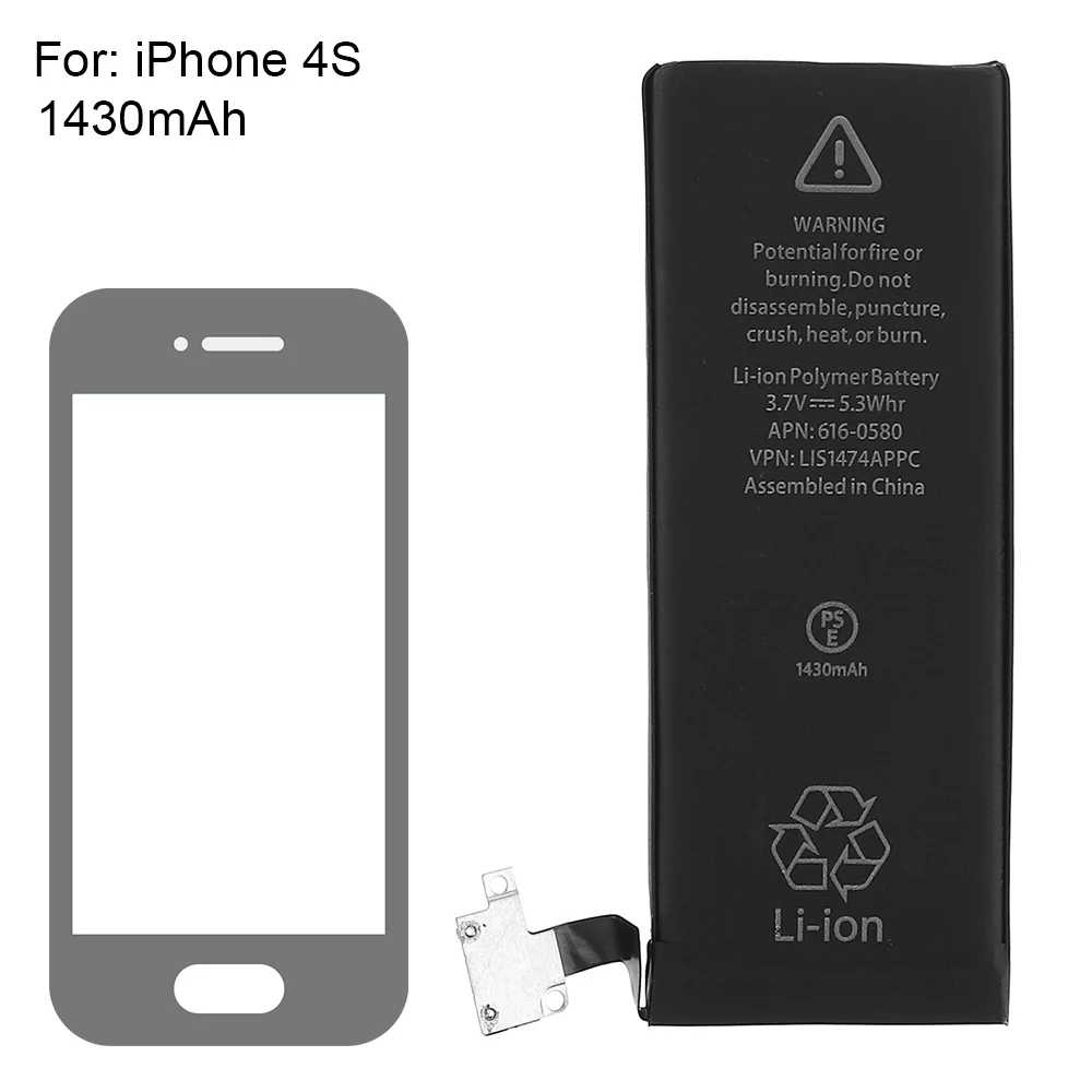 

1430mAh 3.8V Rechargeable Built-in Li-ion Replacement Battery Phone Accumulator for iPhone 4S