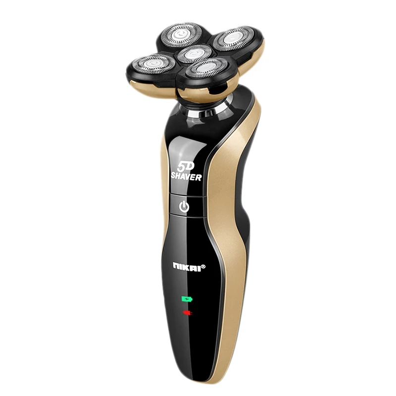 

-Nikai 3 In1 Washable Rechargeable Electric Shaver 5-Head Triple Blade Razor Floating Cutter Head Shaving Eu Plug