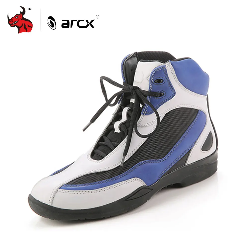 ARCX Genuine Cow Leather Motorcycle Riding Shoes Street Moto Road Racing Motorbike Biker Chopper Cruiser Touring Ankle Boots