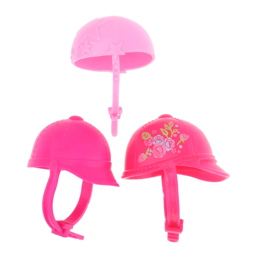 3Pcs New Hot Doll Outdoor Sports Outfit Accessories Helmet For 9 Inch Monster High School Doll Accs Pink