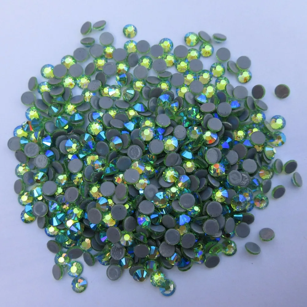 ss6 ss30 Peridot AB color Glitter Gems Strass Flatback Hot Fix Stones