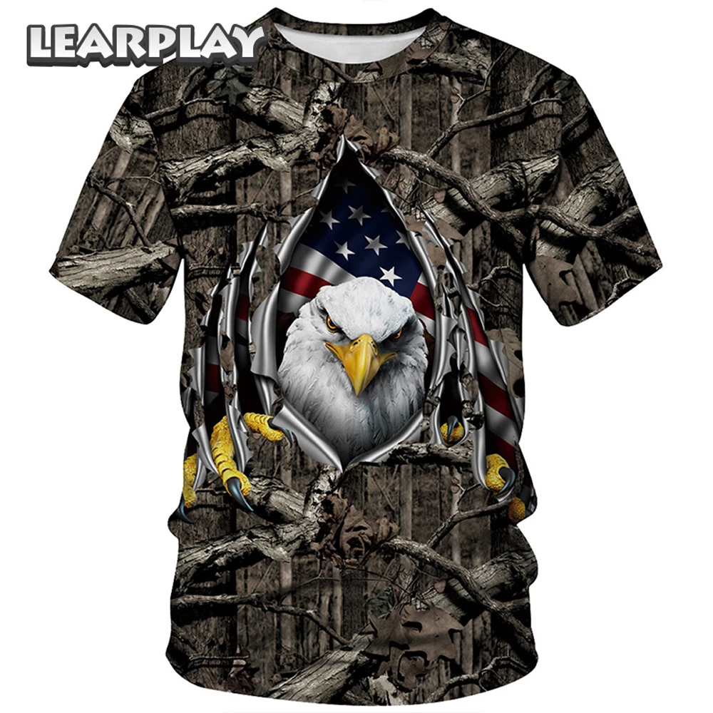 

American Eagle Flag Star 3D Printing T-shirts 2019 Summer Independent Day Men Women Fourth of July Short Sleeve Tee Shirts Tops